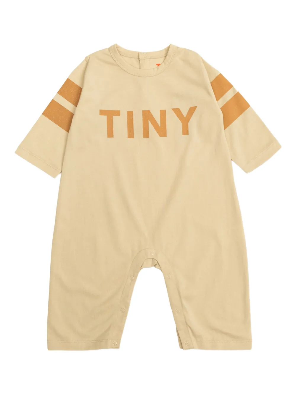 Tiny Cottons stripe-detail organic-cotton romper Beige