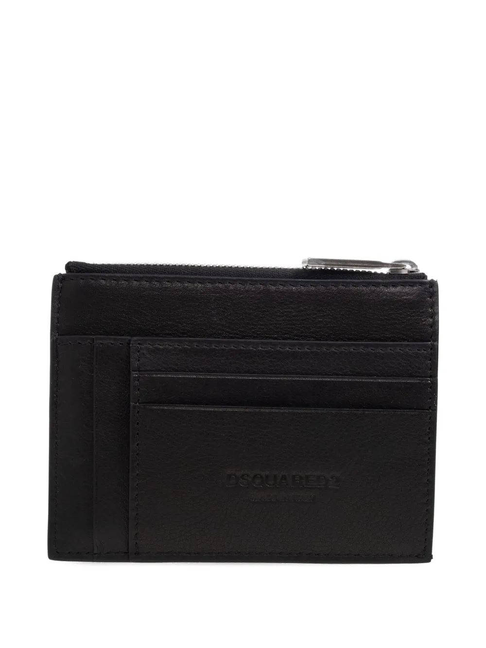 DSQUARED2 Leren pasjeshouder met rits Zwart
