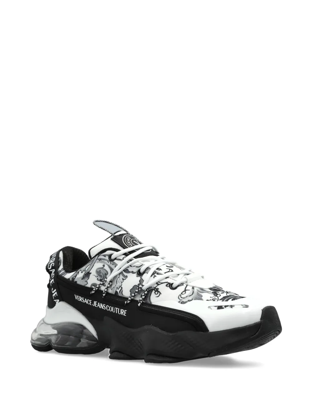 Versace Jeans Couture Baroque-print Lace-up Sneakers In Black