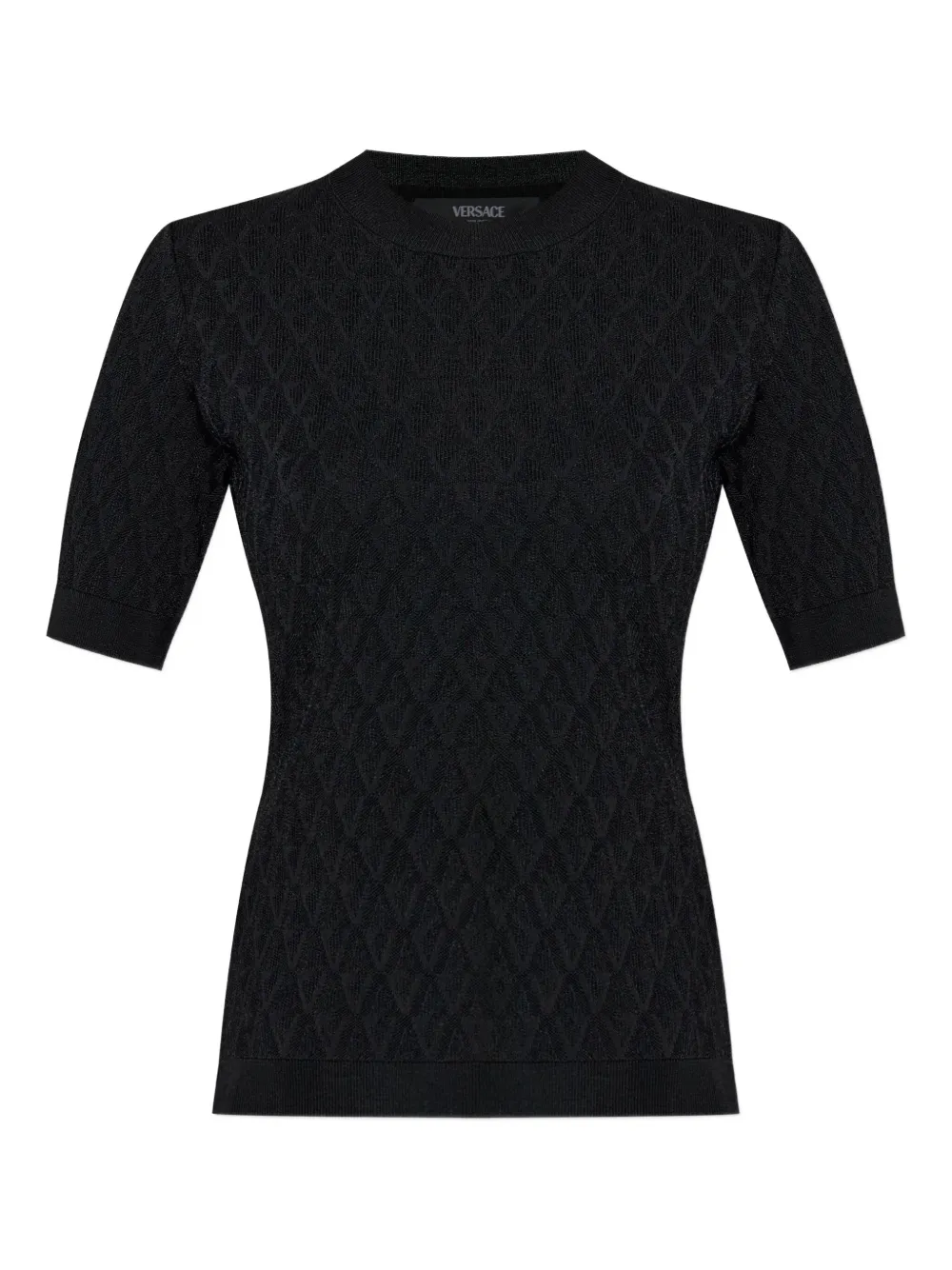 Versace textured short-sleeve top Zwart