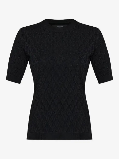 Versace jacquard stretch viscose fitted knit T-shirt