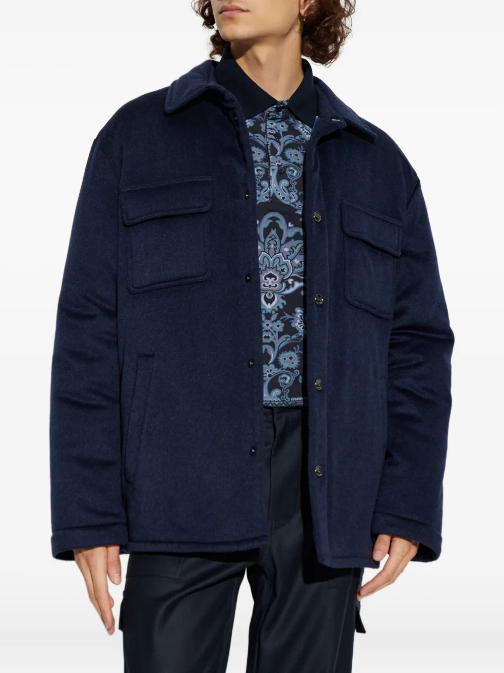 ETRO Kasjmier bomberjack met opgestikte zak Blauw
