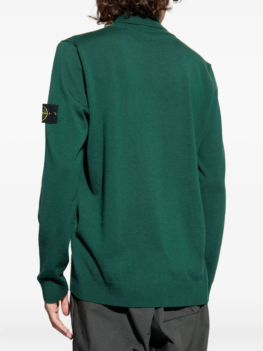 Stone Island roll-neck patch-pocket sweater Groen