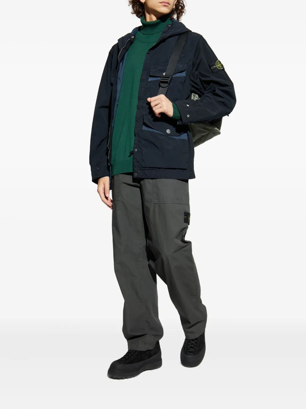 Stone Island roll-neck patch-pocket sweater - Groen