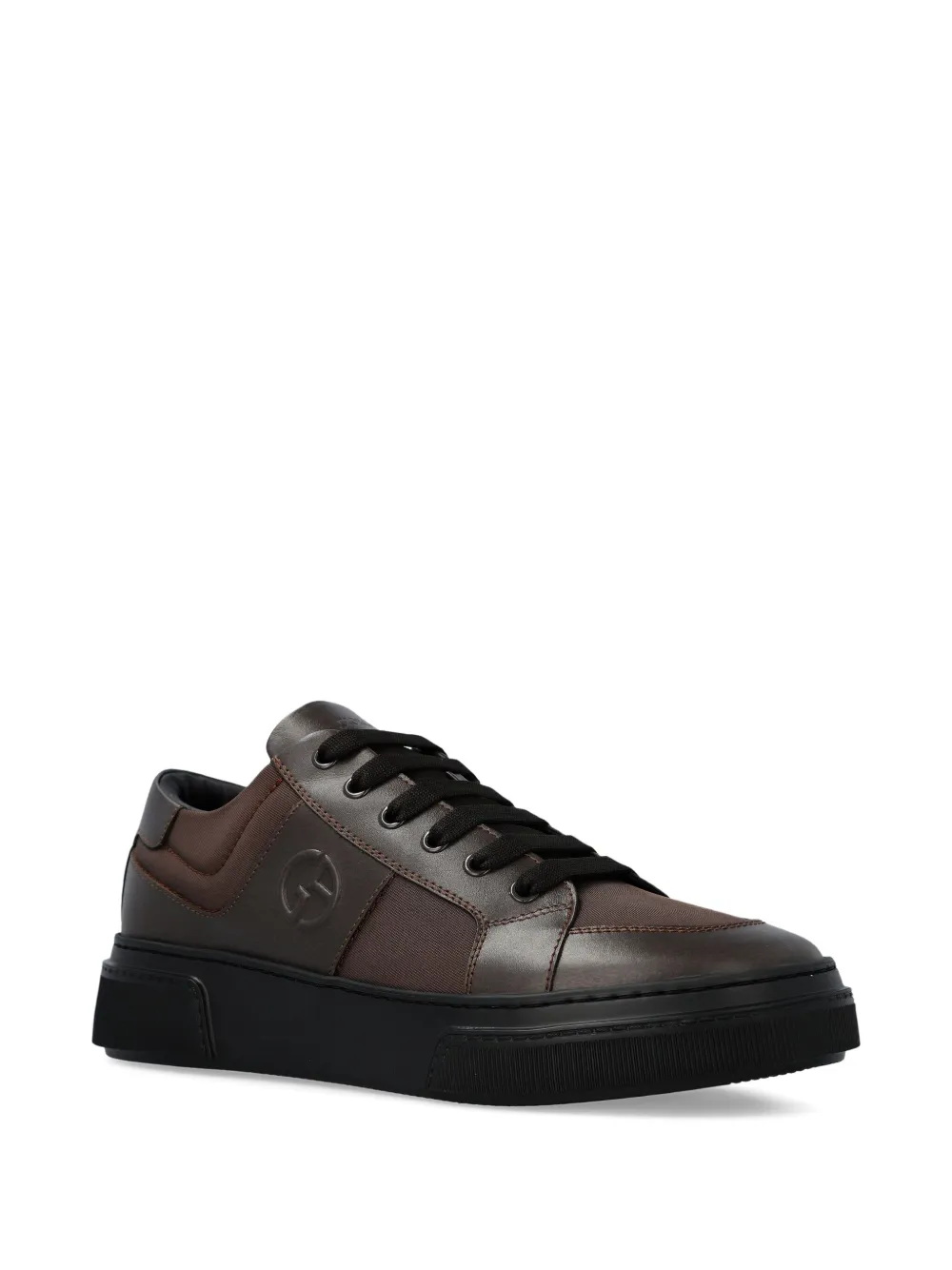 Giorgio Armani Leren sneakers Bruin
