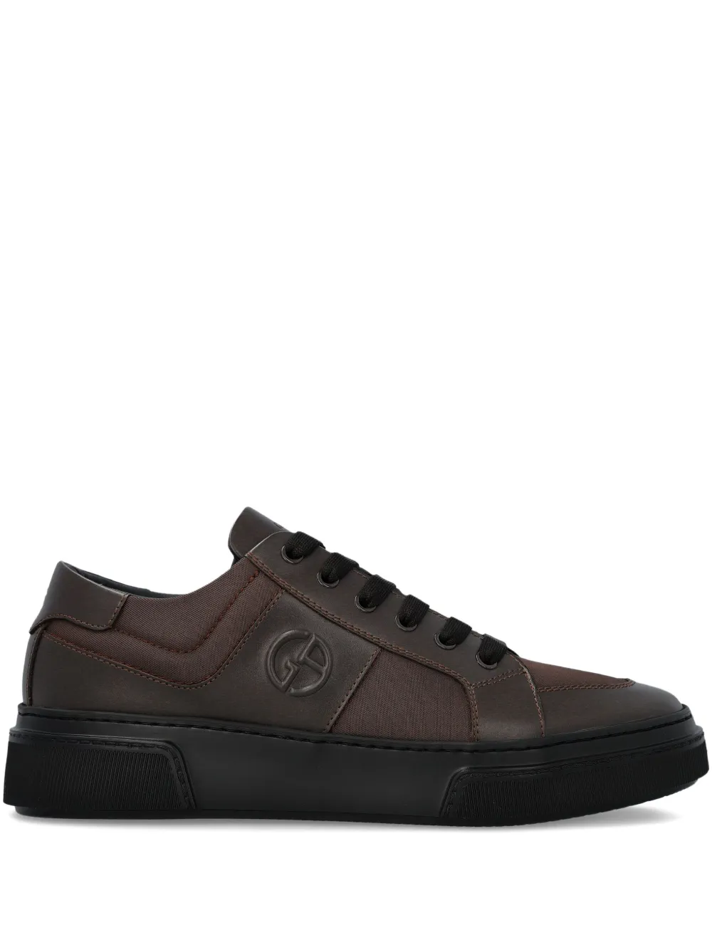 Giorgio Armani Leren sneakers Bruin