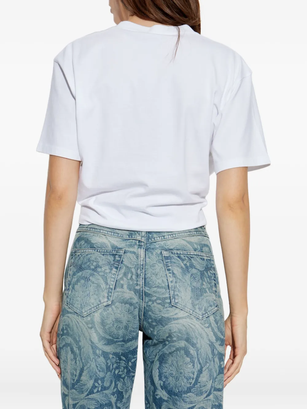 Versace Verfraaid T-shirt met geknoopt detail Wit