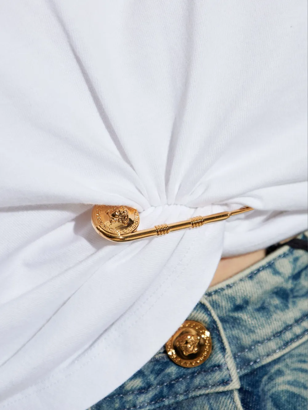 Versace Verfraaid T-shirt met geknoopt detail Wit