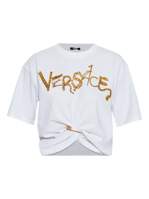 Versace embellished knot-detail T-shirt