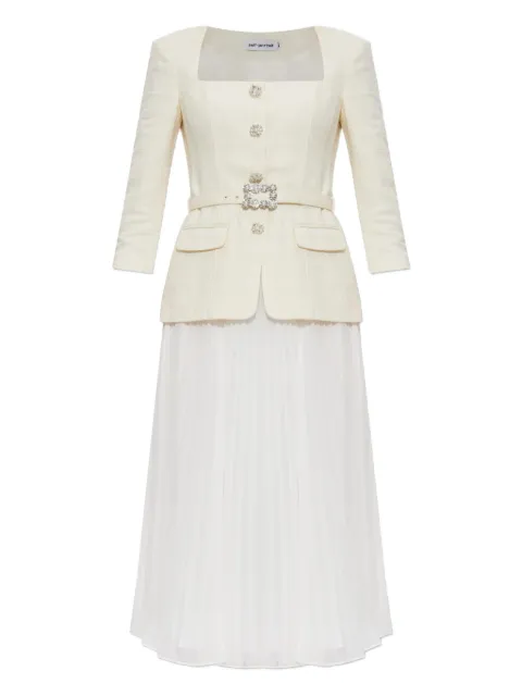 Self-Portrait embellished pleated midi dress