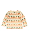 Tiny Cottons cherry stripe long-sleeve top - Neutrals