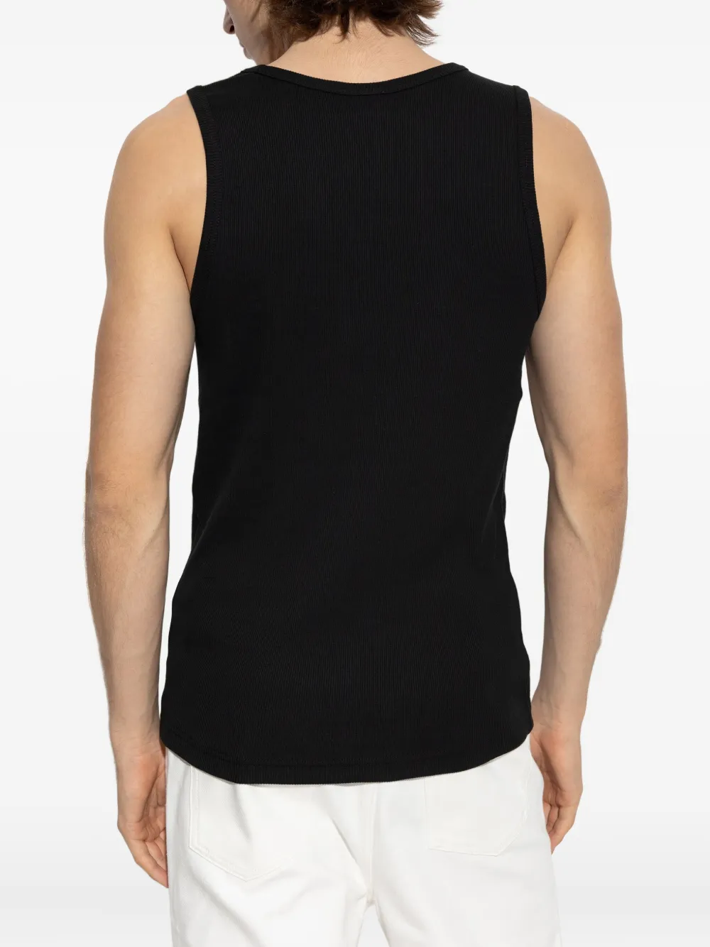 Lacoste Ribbed-knit Tank Top In Black