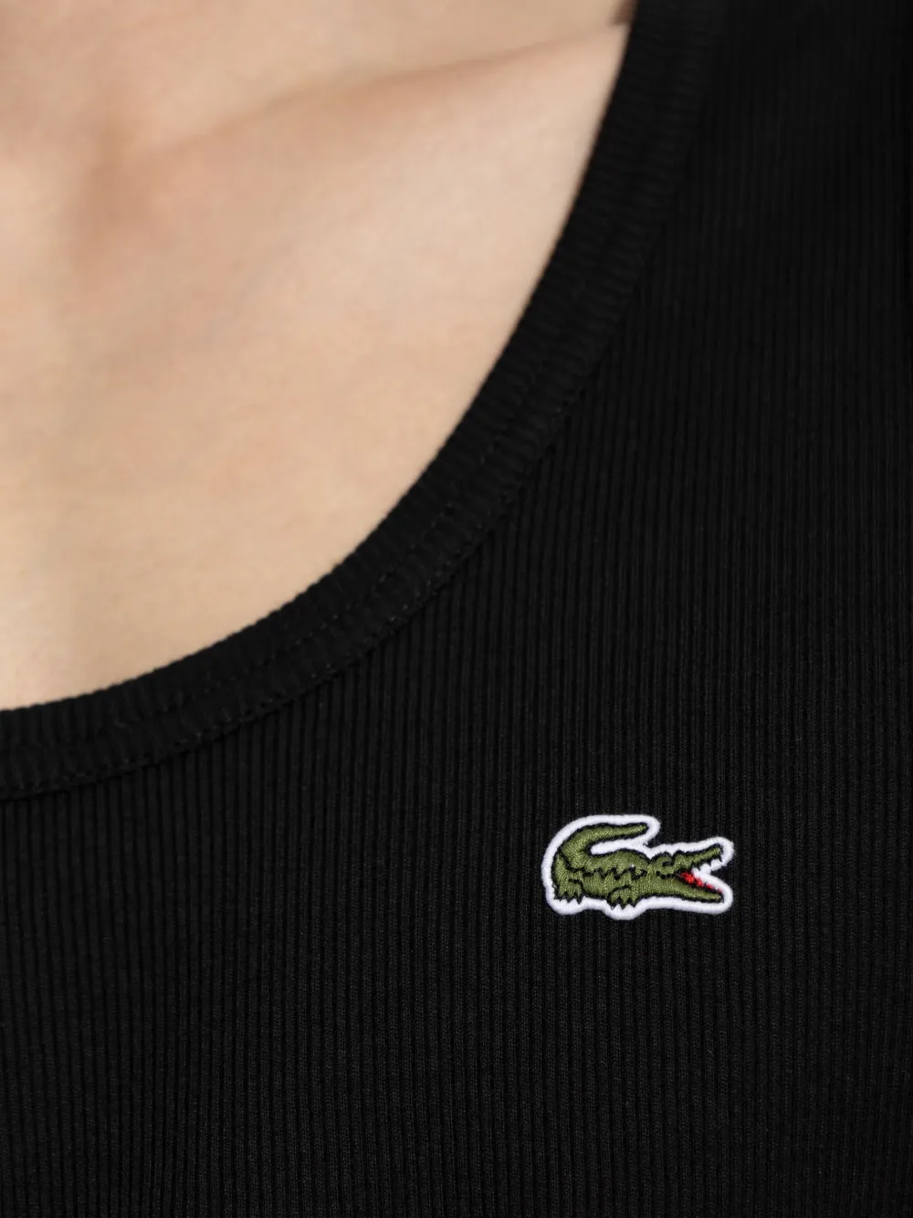 Lacoste Ribbed-knit Tank Top In Black