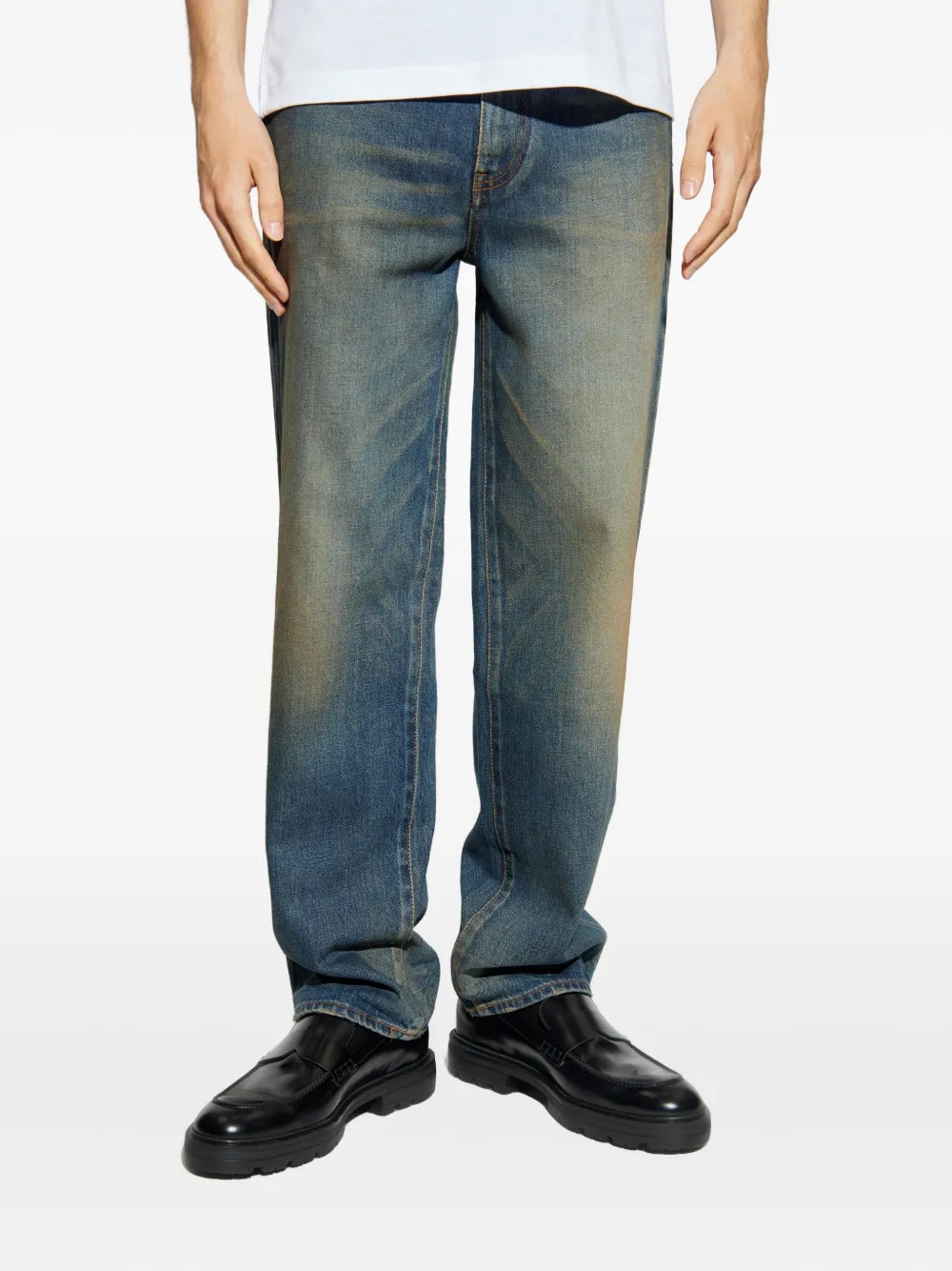 Versace logo-plaque cotton jeans Blauw