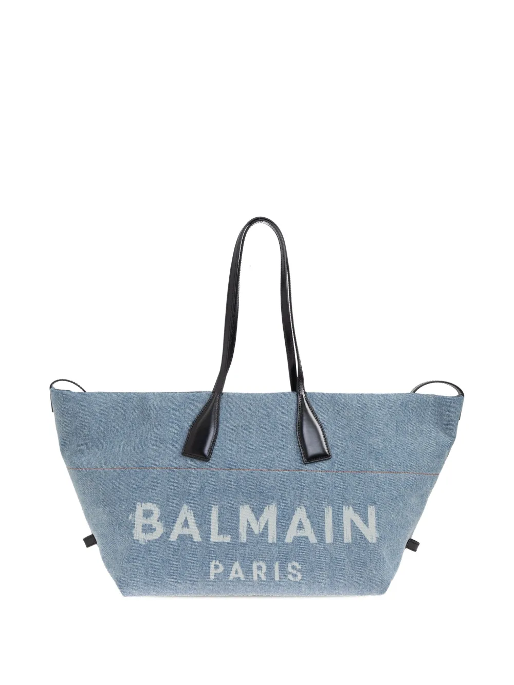 Balmain large logo-print denim tote bag Blauw