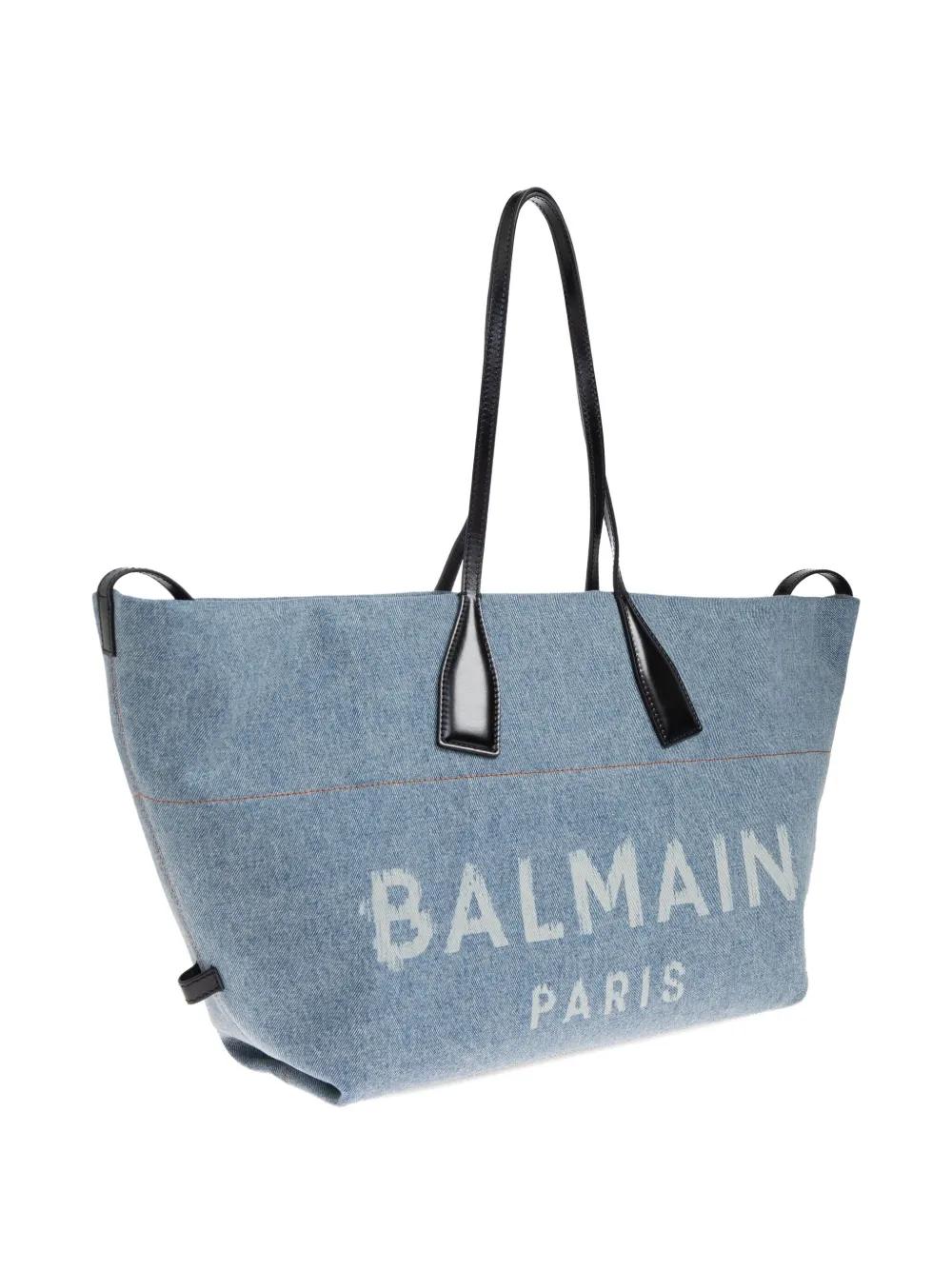 Balmain large logo-print denim tote bag Blauw