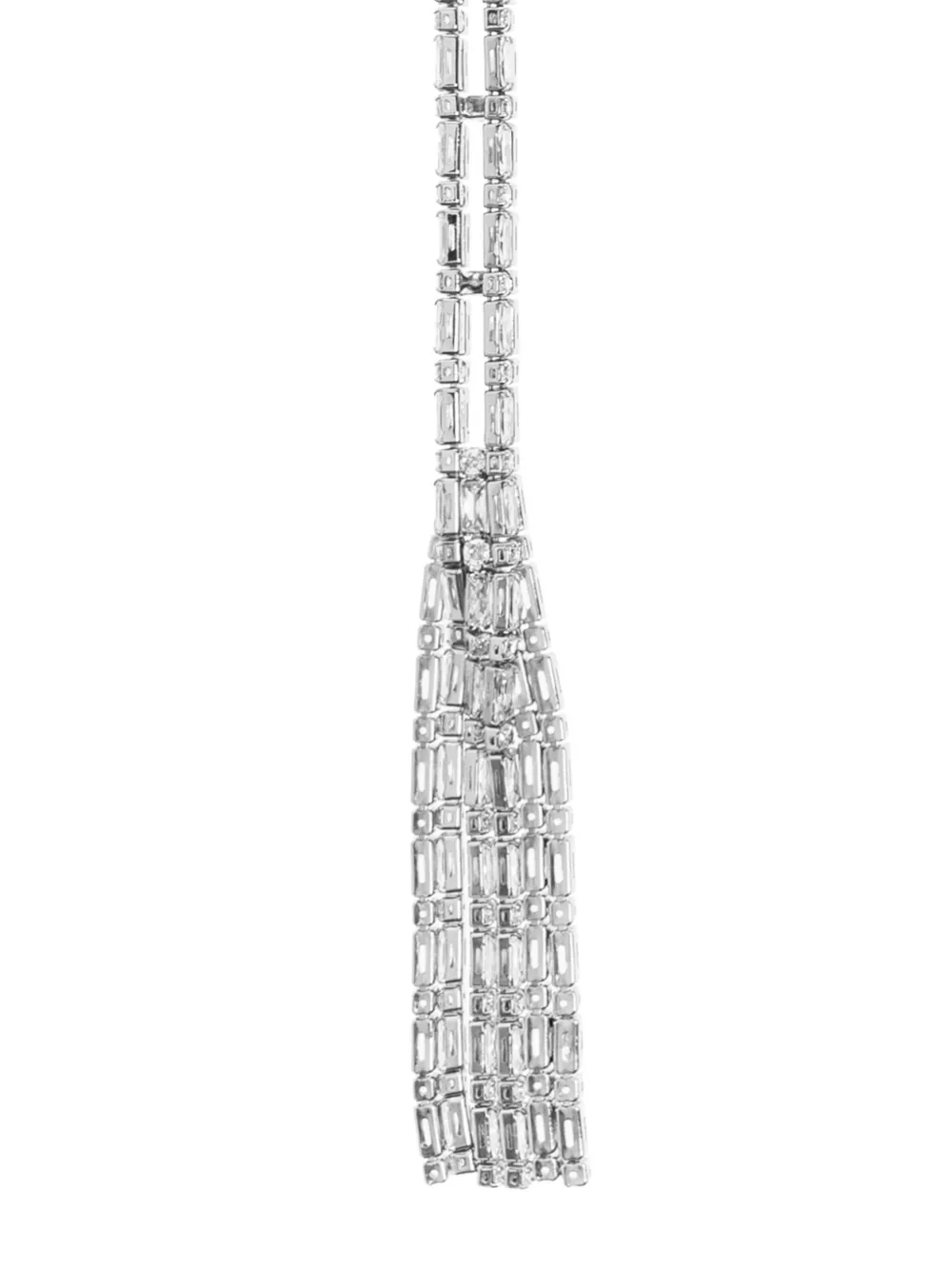 Dsquared2 Baguette-cut Tassel-embellished Necklace In Metallic