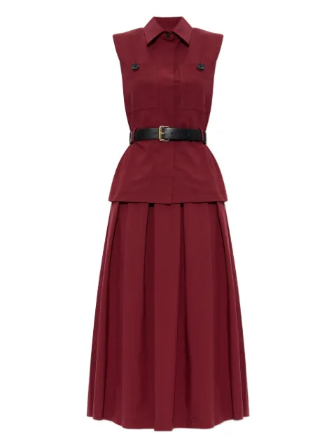 Self-Portrait belted pleated dress