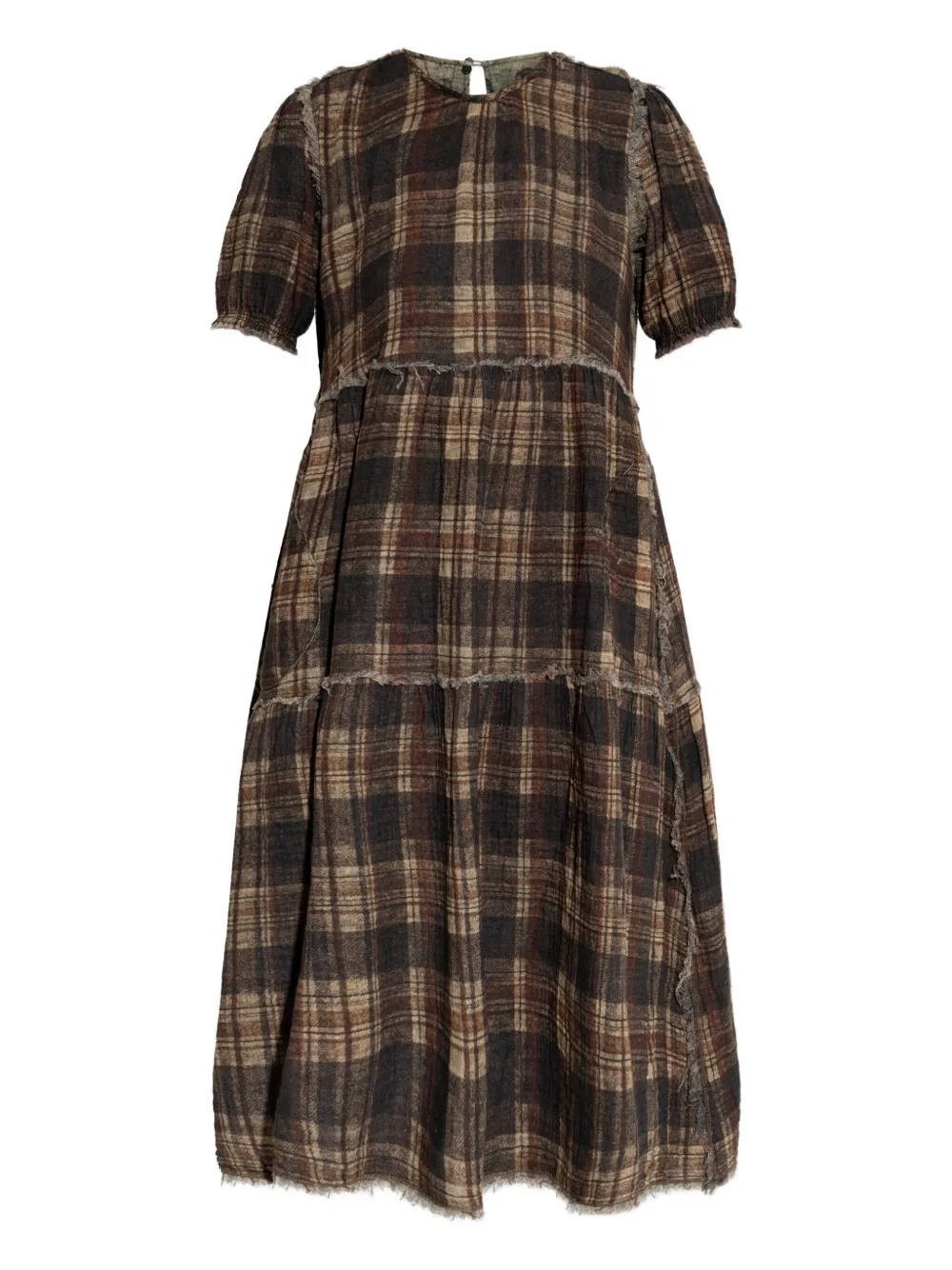 R13 tiered check dress - ブラウン R13 tiered check dress - ブラウン