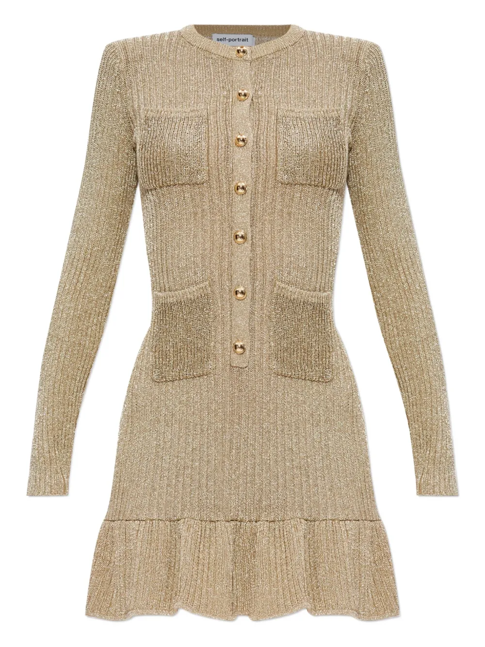 Self-Portrait Jurk met ruches Beige