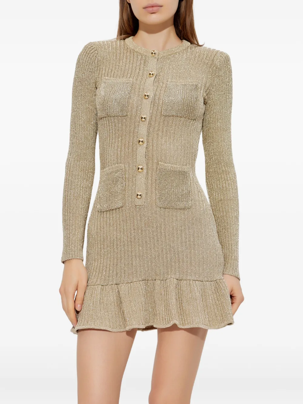 Self-Portrait Jurk met ruches Beige