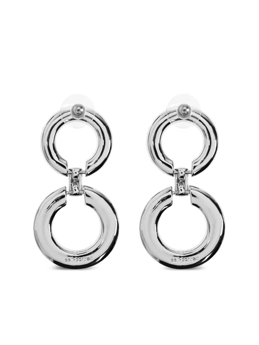 Self-portrait Crystal-embellishment Earrings In Metallic