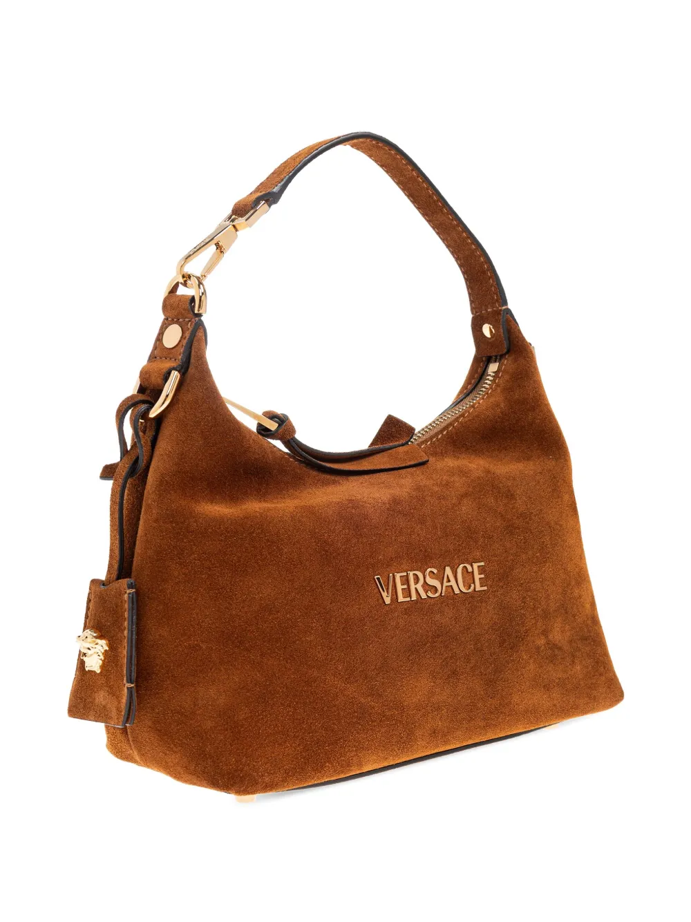 Versace Suède shopper met logo Bruin