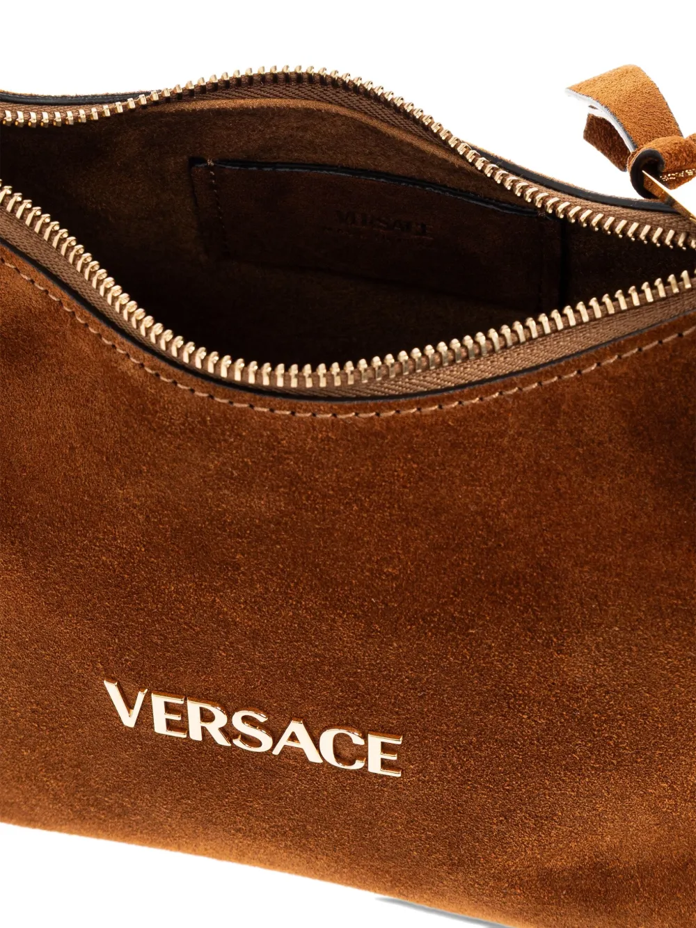 Versace Suède shopper met logo Bruin