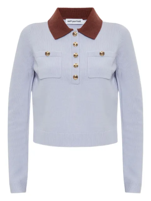 Self-Portrait suede polo-top 