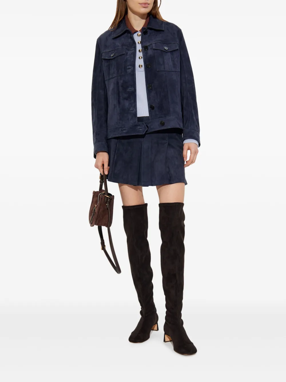 Self-Portrait Suède polotop Blauw