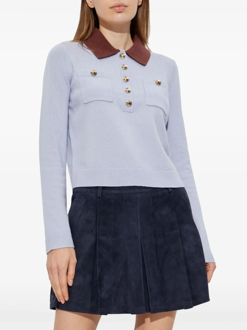 Self-Portrait Suède polotop Blauw