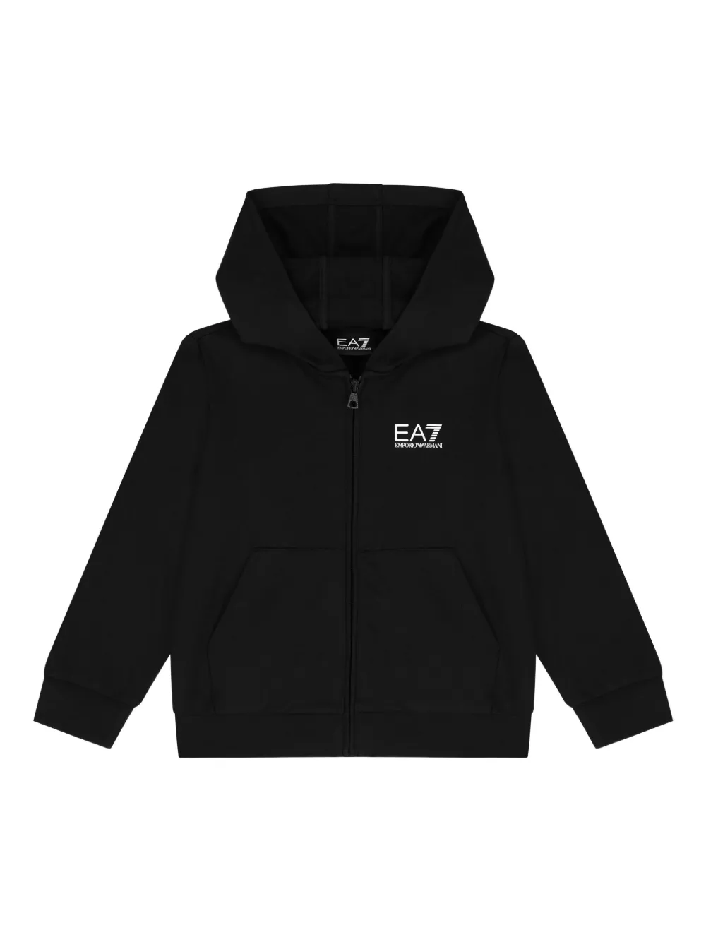 Emporio Ar i Kids logo-print hooded zip-up jacket Zwart