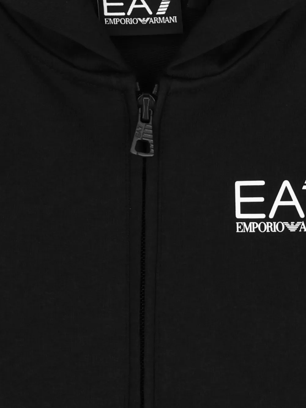 Emporio Armani Kids logo-print hooded zip-up jacket Zwart
