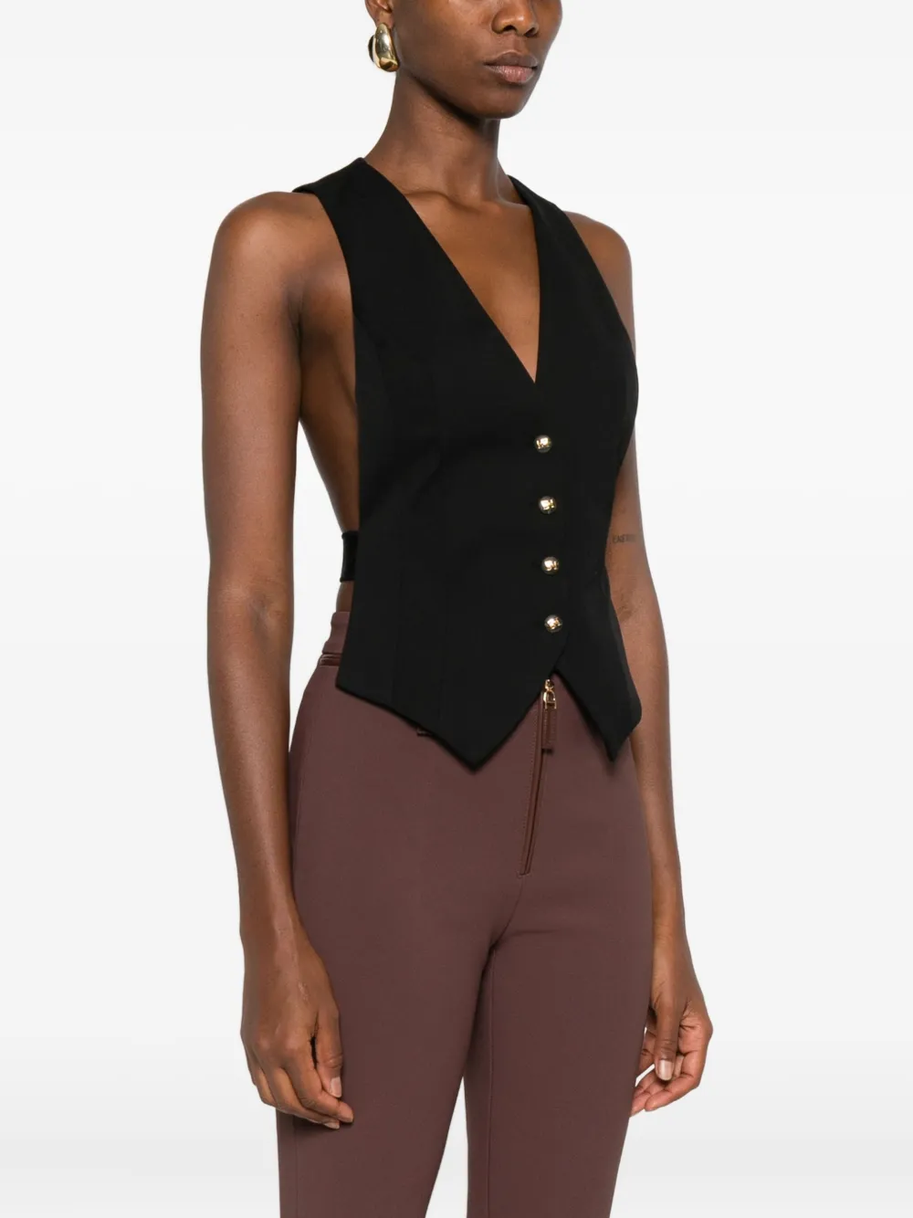 Elisabetta Franchi Gilet met knoopsluiting Zwart