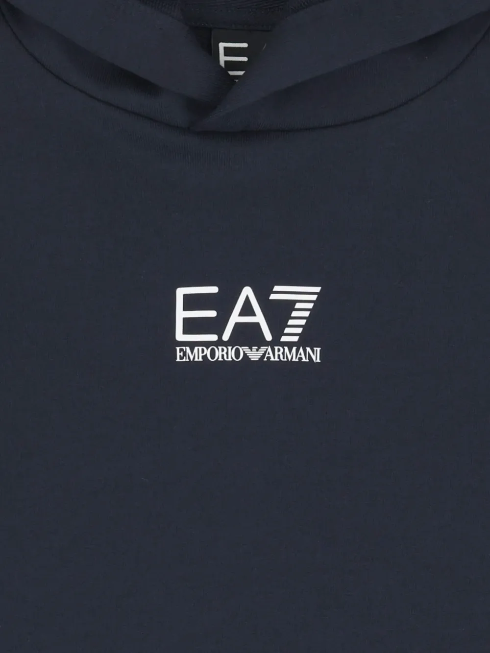 Emporio Armani Kids logo-detail hooded sweatshirt Blauw