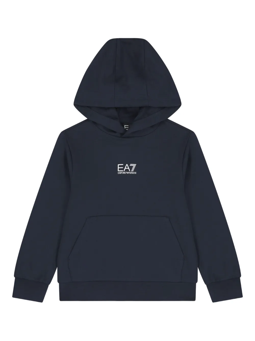 Emporio Armani Kids logo-detail hooded sweatshirt Blauw