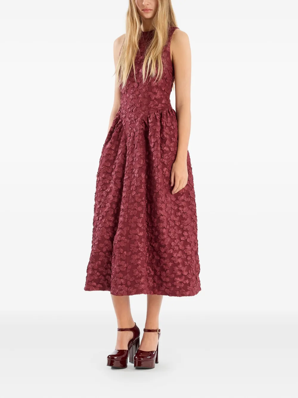 ROTATE BIRGER CHRISTENSEN Midi-jurk verfraaid met bloemen - Rood