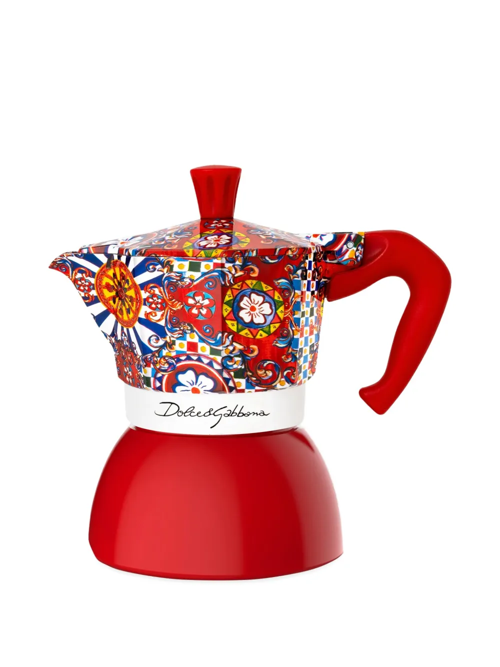 Dolce & Gabbana Casa X Bialetti Carretto Patterned Moka Coffee Maker In Red