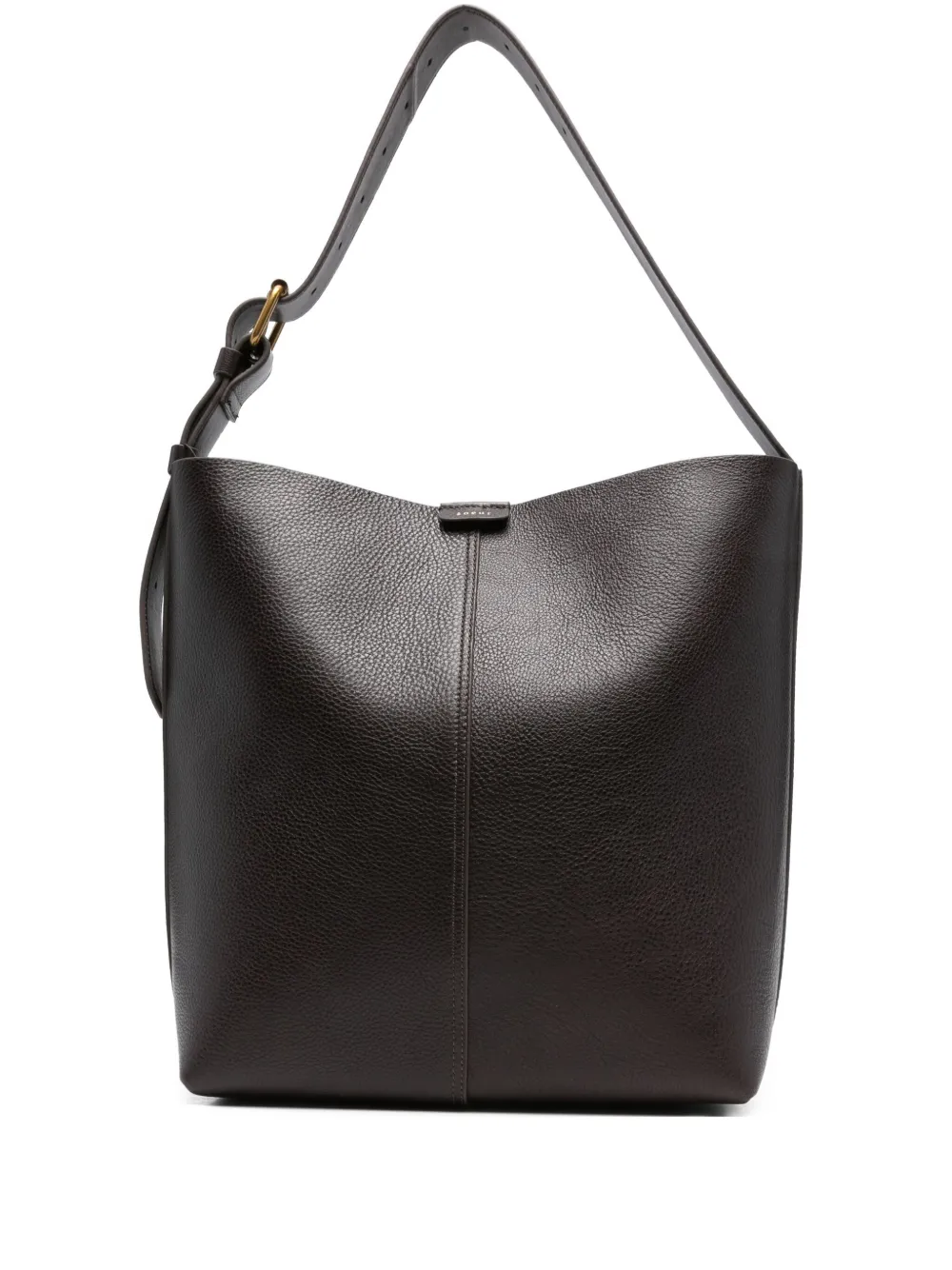 Soeur Large Saudade Leather Buckle Shoulder Bag In Brown