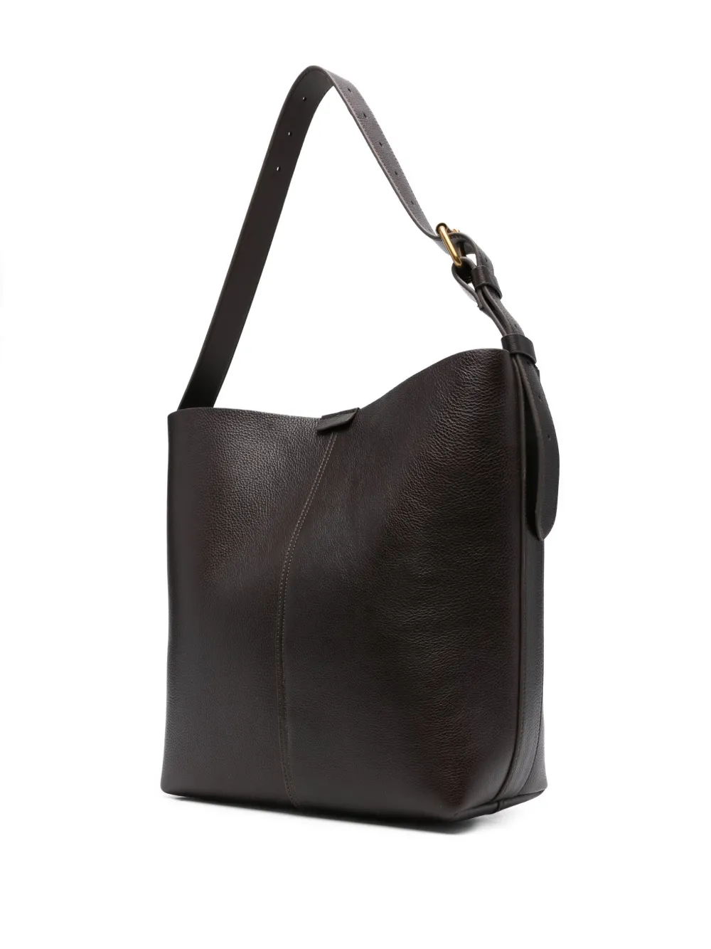 Soeur large Saudade leather buckle shoulder bag - Bruin