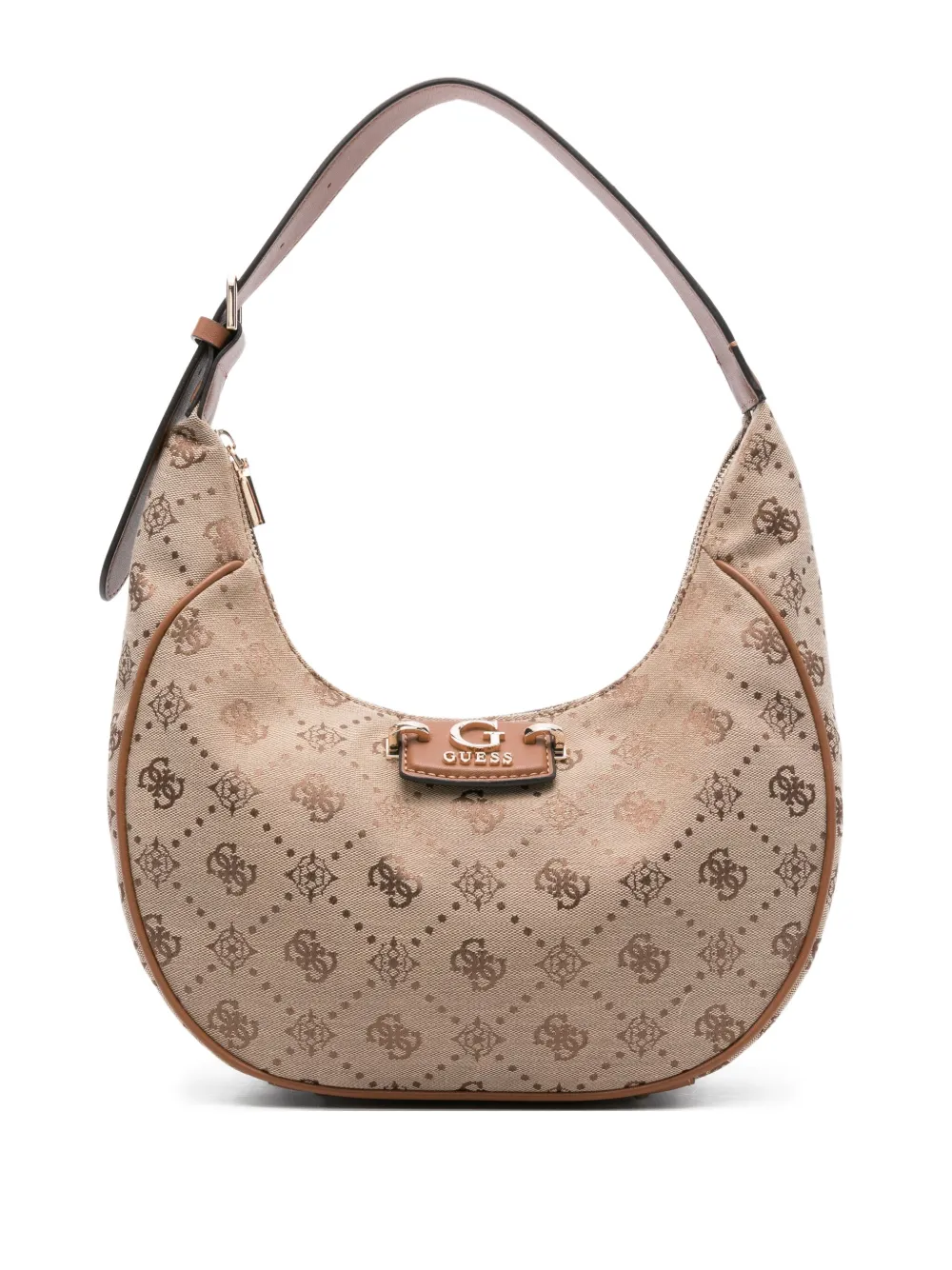 GUESS USA logo-plaque curved shoulder bag | Neutrals | Image 1