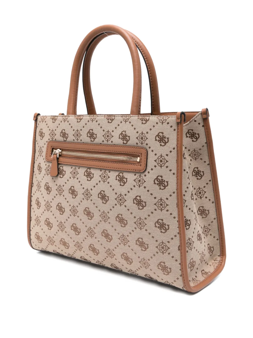 Guess Usa Logo-plaque Top-handle Tote Bag In Neutral