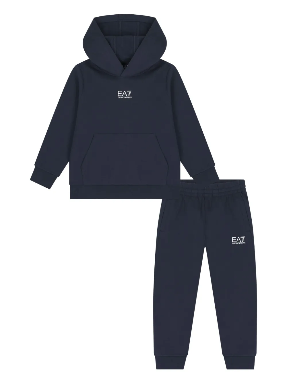 Emporio Ar i Kids logo-embroidered tracksuit Blauw