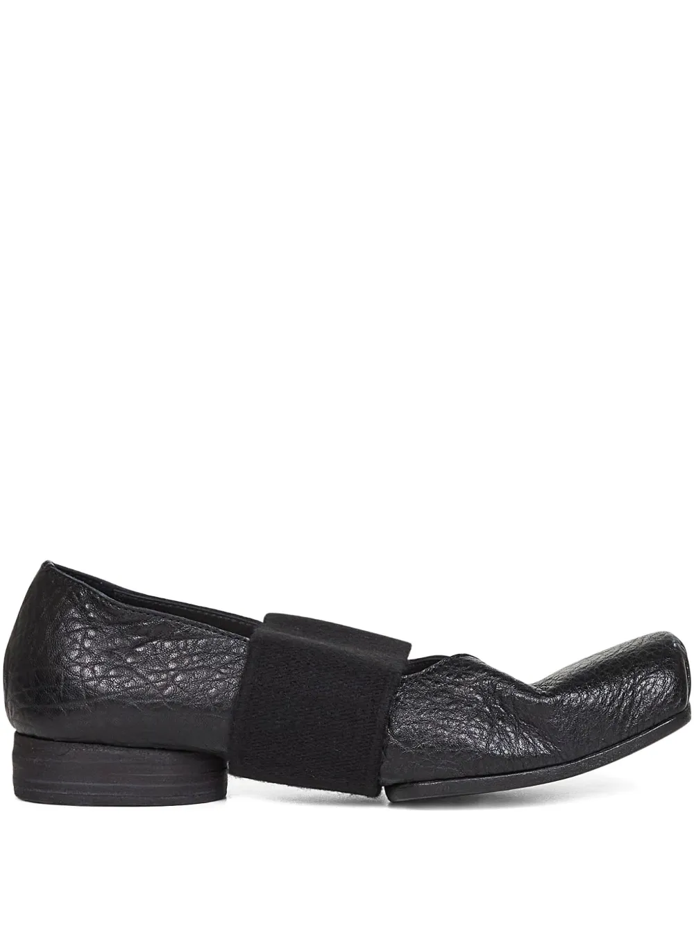 elasticated-band grainy-leather ballet flats