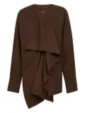 Uma Wang asymmetric-ruffle wool top - Brown