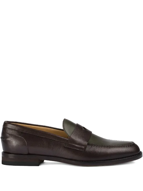 Doucal's Leather Penny Loafers in Brown