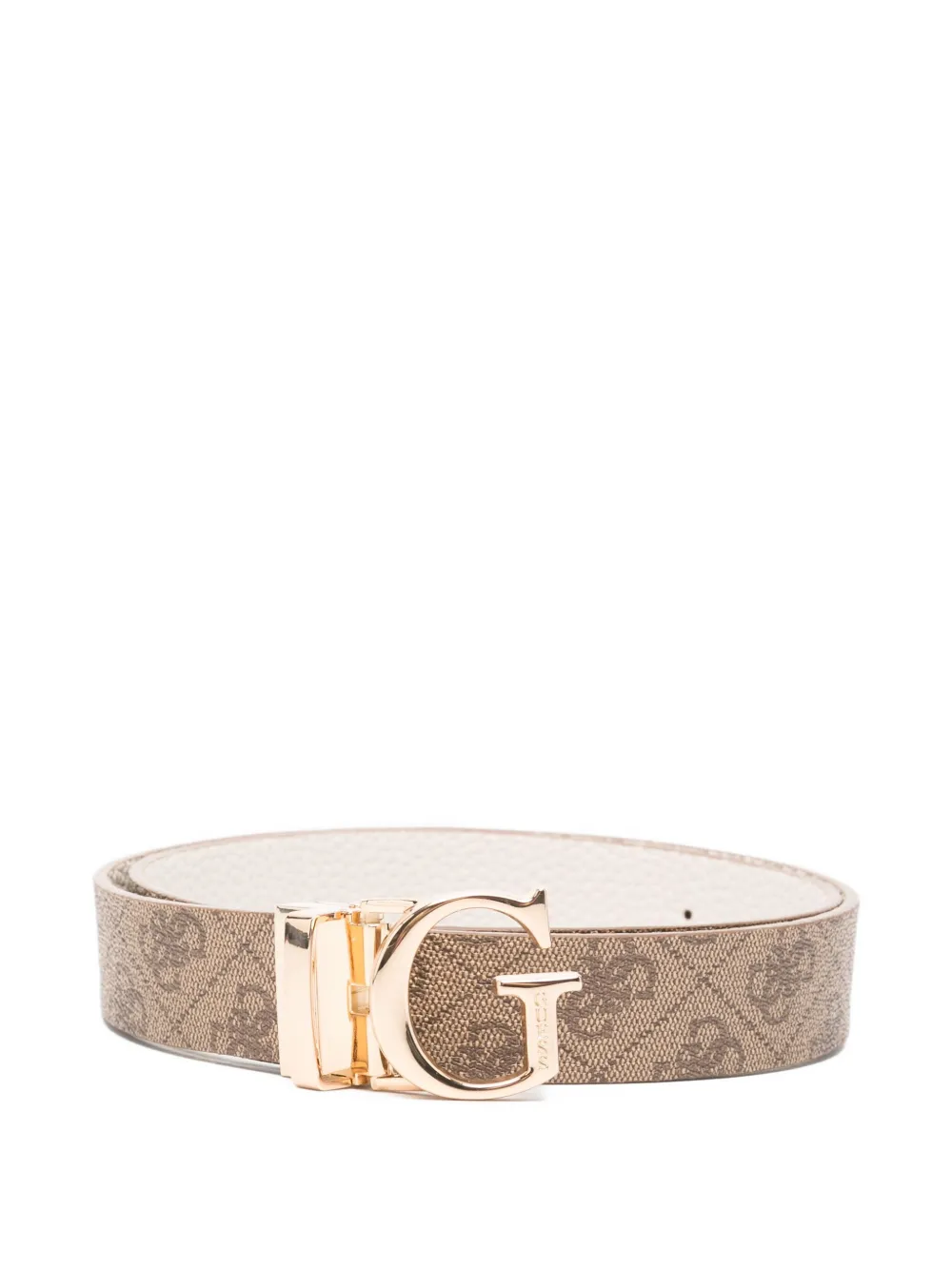 Guess Usa Logo-plaque Leather Belt In Brown