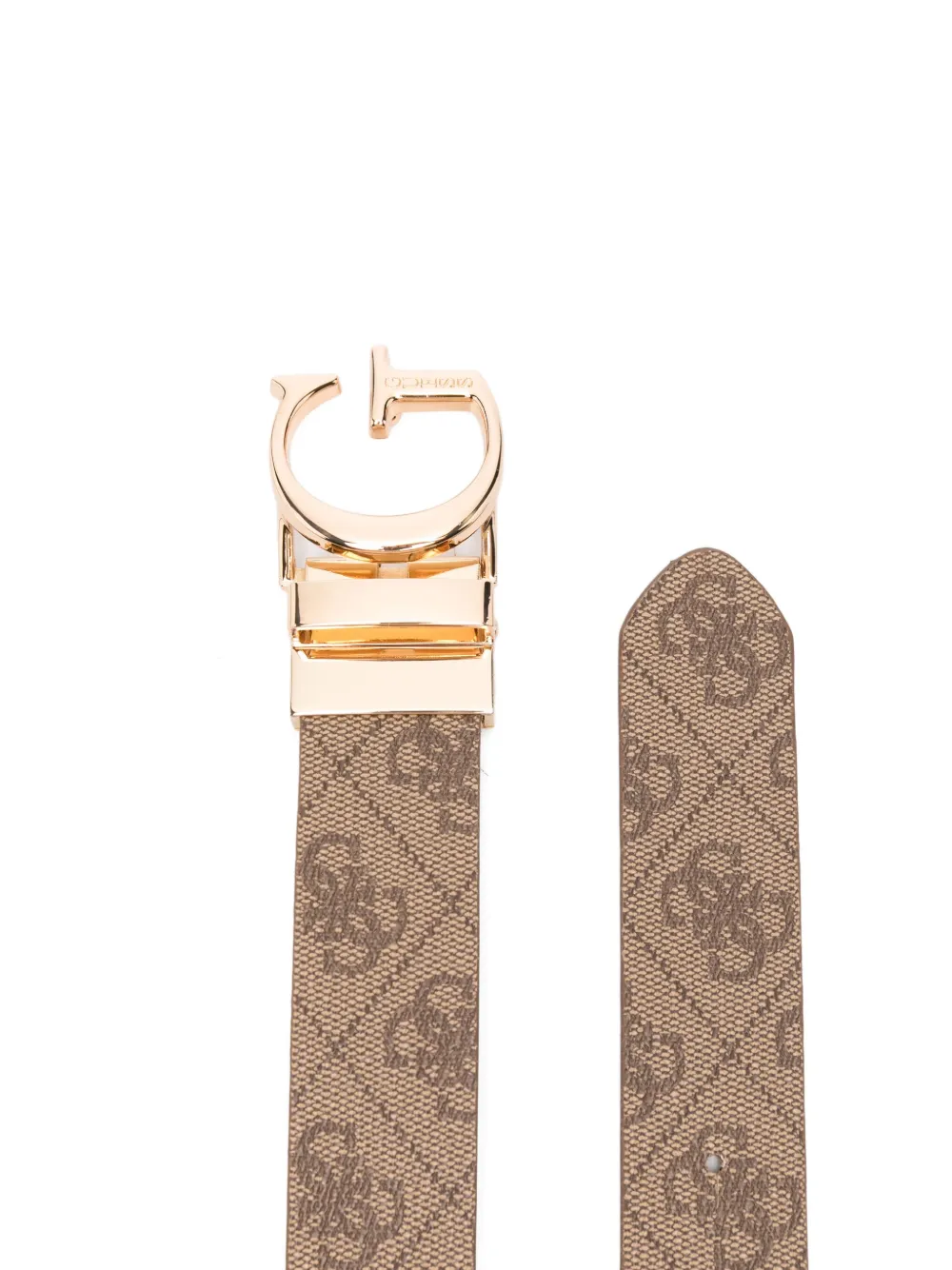 GUESS USA Leren riem met logoplakkaat - Beige
