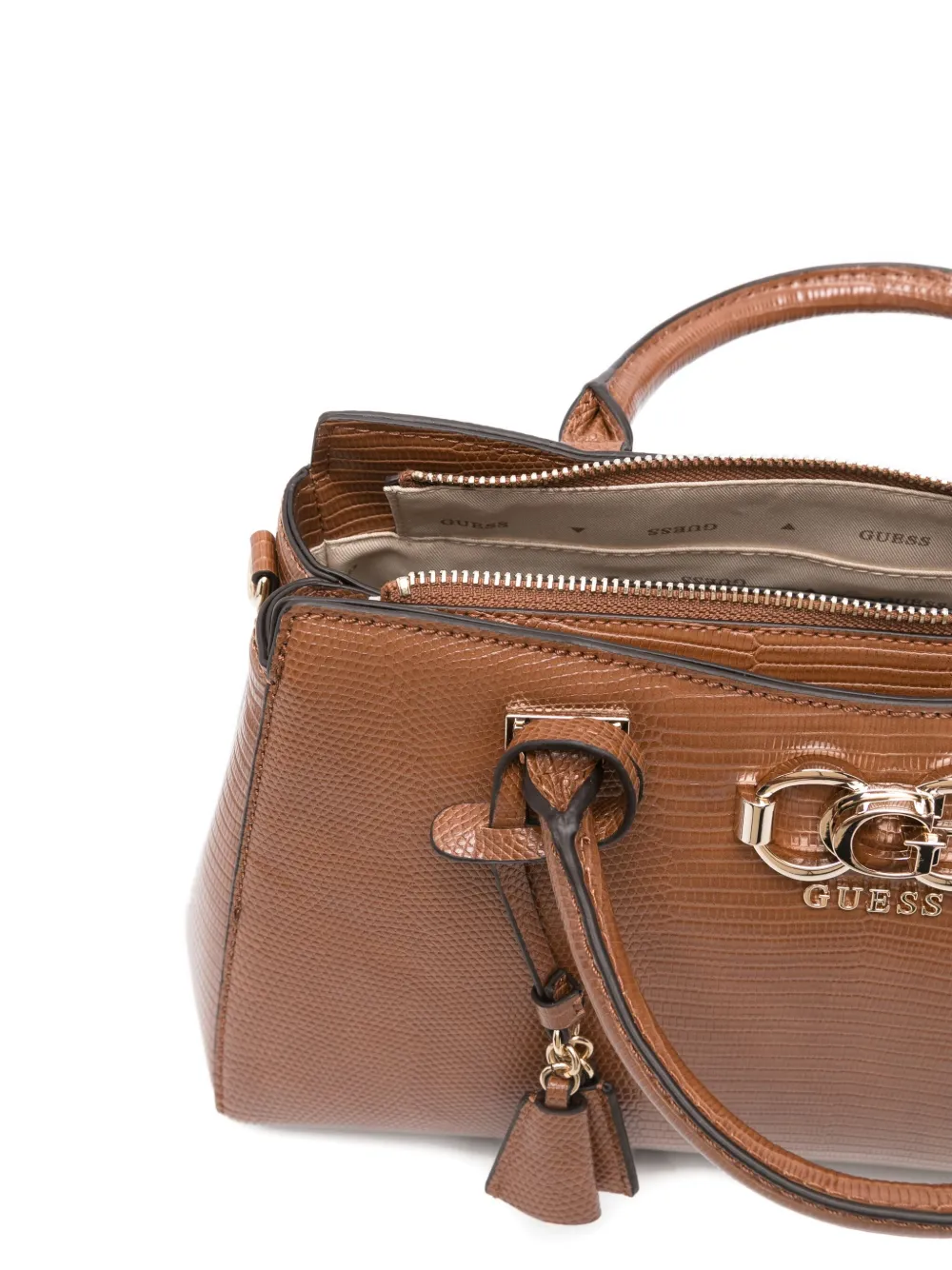 GUESS USA Schoudertas met slangenleer-effect Bruin