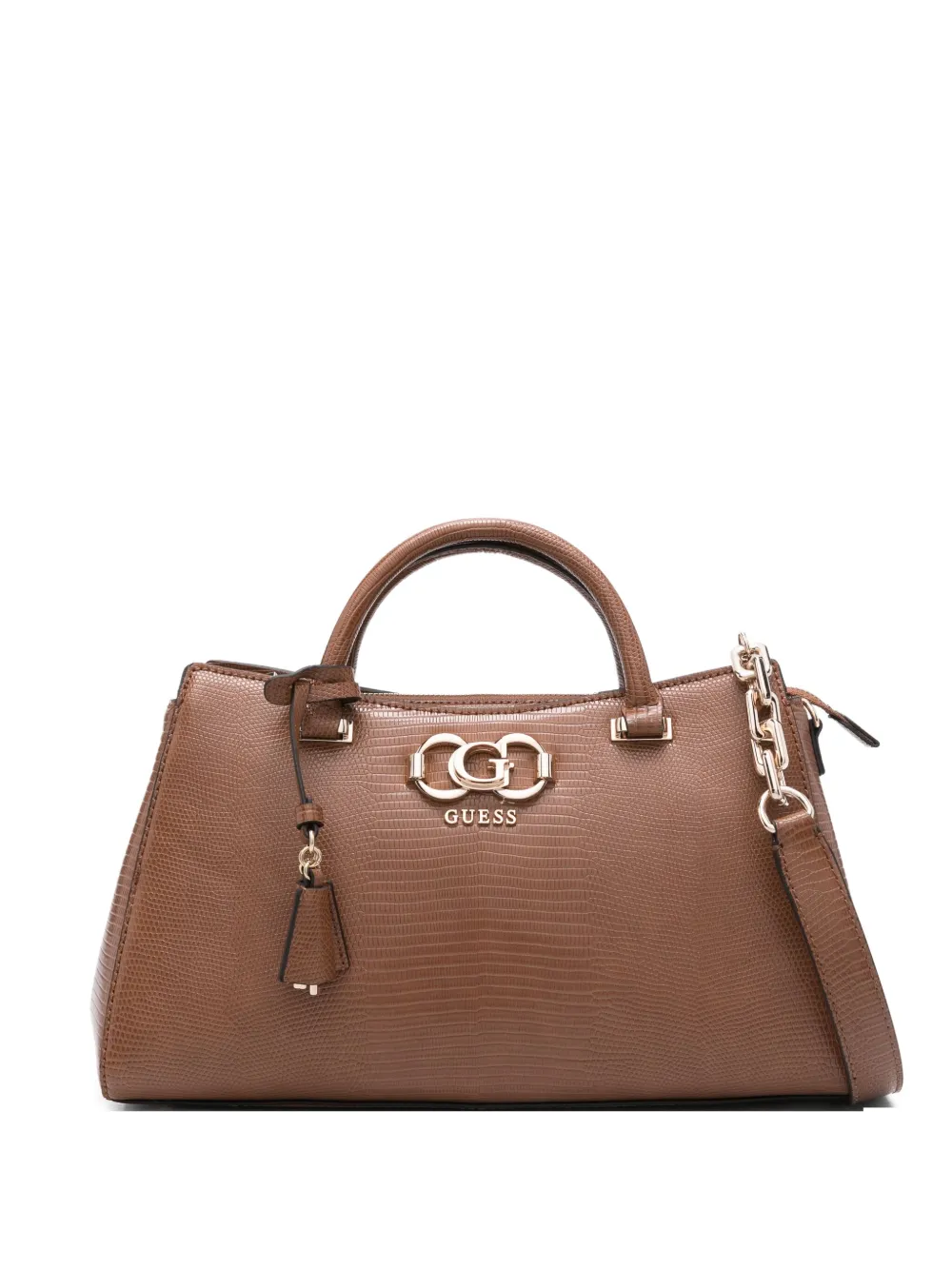 GUESS USA logo-plaque snakeskin-effect shoulder bag | Brown | Image 1